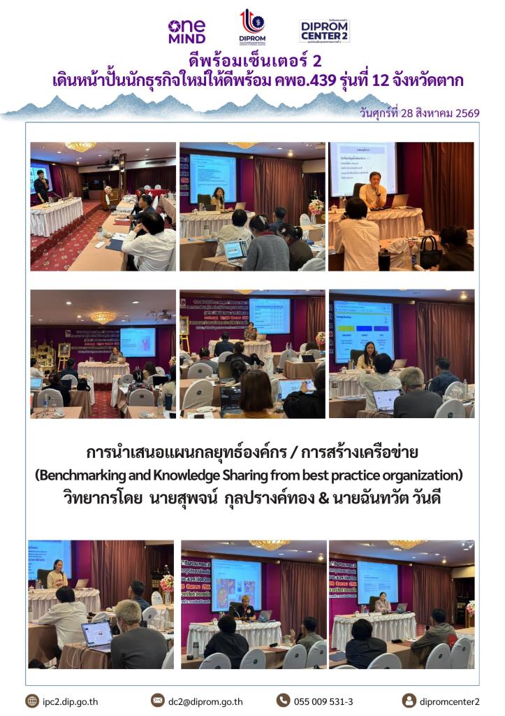 ดีพร้อมเซ็นเตอร์ 2 เดินหน้าปั้นนักธุรกิจใหม่ให้ดีพร้อม คพอ.439 รุ่นที่ 12 จังหวัดตาก