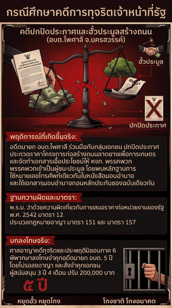ตัวอย่างการกระทำที่เข้าข่ายเป็นการทุจริตและประพฤติมิชอบ ซึ่งได้รับโทษทางกฎหมาย