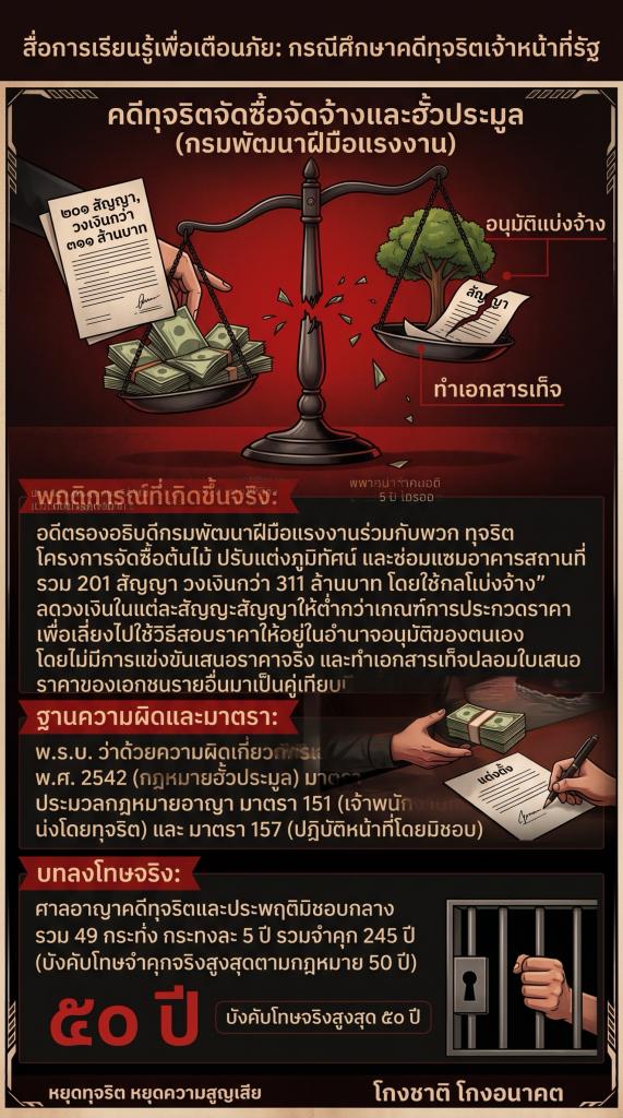 ตัวอย่างการกระทำที่เข้าข่ายเป็นการทุจริตและประพฤติมิชอบ ซึ่งได้รับโทษทางกฎหมาย