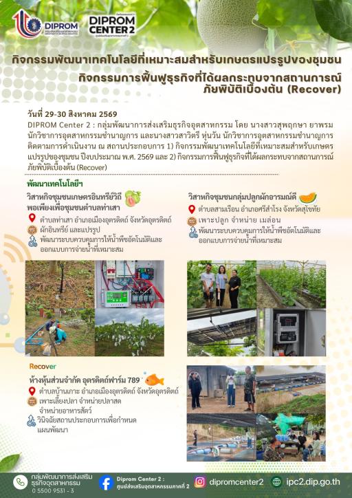 กิจกรรมการฟื้นฟูธุรกิจที่ได้ผลกระทุบจากสถานการณ์ ภัยพิบัติเบื้องต้น (Recover)